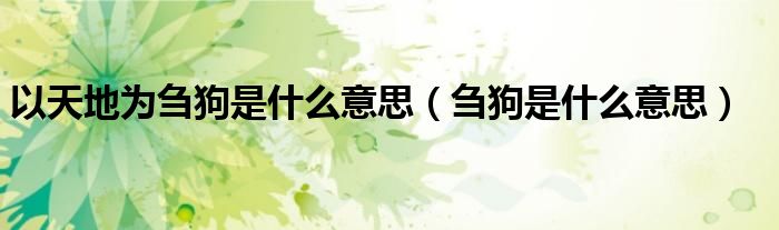 以天地為芻狗是什么意思（芻狗是什么意思）