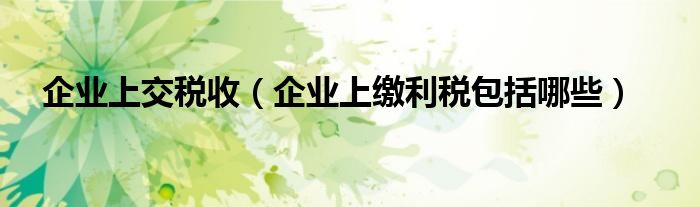 企業(yè)上交稅收（企業(yè)上繳利稅包括哪些）
