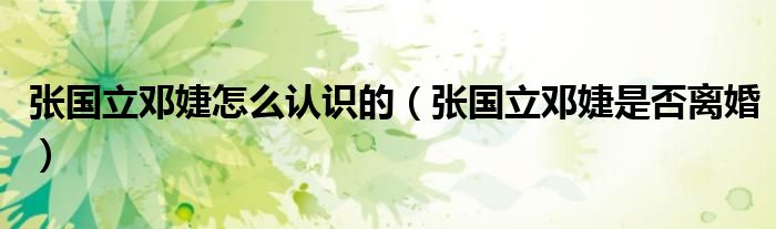張國立鄧婕怎么認(rèn)識(shí)的（張國立鄧婕是否離婚）