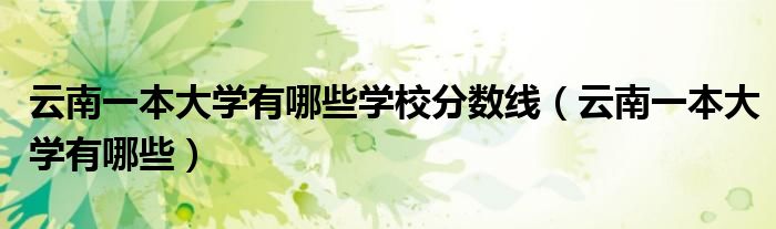 云南一本大學(xué)有哪些學(xué)校分?jǐn)?shù)線（云南一本大學(xué)有哪些）