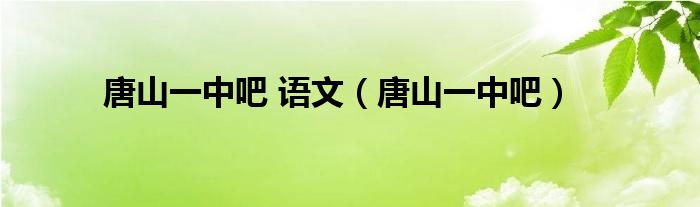 唐山一中吧 語文（唐山一中吧）