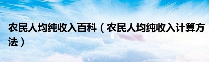 農(nóng)民人均純收入百科（農(nóng)民人均純收入計(jì)算方法）