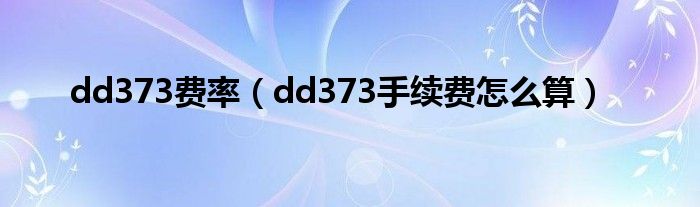 dd373費(fèi)率（dd373手續(xù)費(fèi)怎么算）