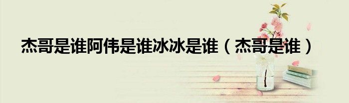 杰哥是誰阿偉是誰冰冰是誰（杰哥是誰）