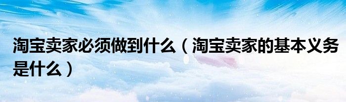 淘寶賣家必須做到什么（淘寶賣家的基本義務(wù)是什么）