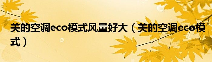 美的空調(diào)eco模式風量好大（美的空調(diào)eco模式）
