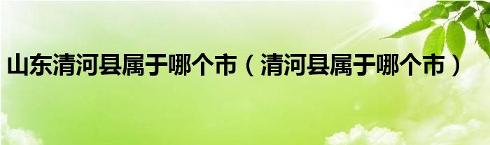 山東清河縣屬于哪個(gè)市（清河縣屬于哪個(gè)市）