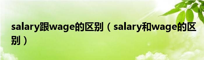 salary跟wage的區(qū)別（salary和wage的區(qū)別）