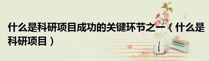 什么是科研項目成功的關(guān)鍵環(huán)節(jié)之一（什么是科研項目）