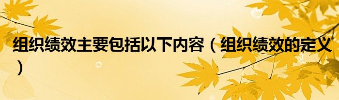 組織績效主要包括以下內(nèi)容（組織績效的定義）