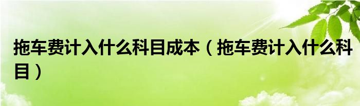 拖車費(fèi)計(jì)入什么科目成本（拖車費(fèi)計(jì)入什么科目）