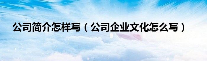 公司簡介怎樣寫（公司企業(yè)文化怎么寫）