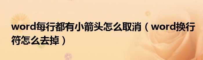 word每行都有小箭頭怎么取消（word換行符怎么去掉）