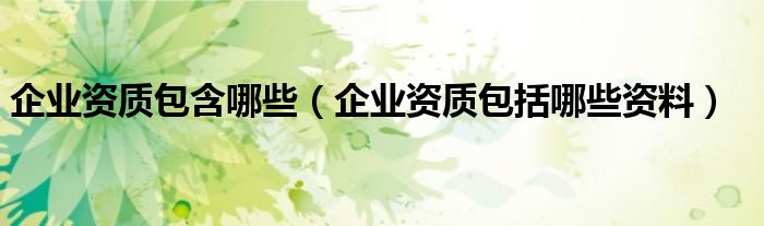 企業(yè)資質(zhì)包含哪些（企業(yè)資質(zhì)包括哪些資料）