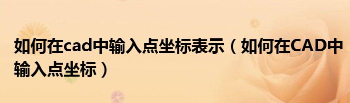 如何在cad中輸入點坐標(biāo)表示（如何在CAD中輸入點坐標(biāo)）