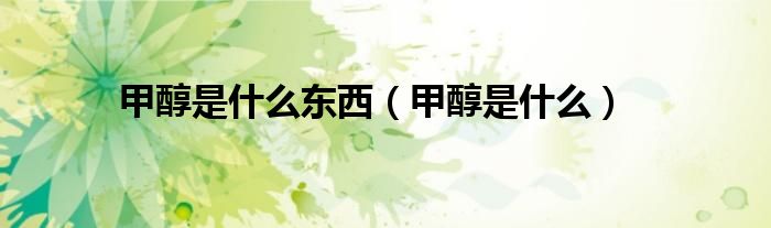 甲醇是什么東西（甲醇是什么）