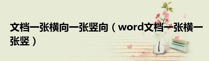 文檔一張橫向一張豎向（word文檔一張橫一張豎）