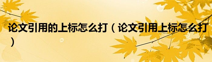 論文引用的上標(biāo)怎么打（論文引用上標(biāo)怎么打）