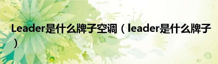 Leader是什么牌子空調(diào)（leader是什么牌子）