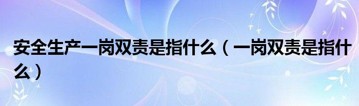 安全生產(chǎn)一崗雙責(zé)是指什么（一崗雙責(zé)是指什么）