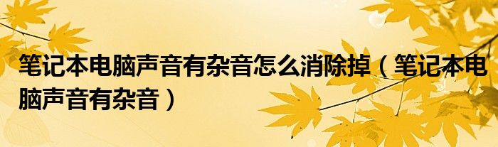 筆記本電腦聲音有雜音怎么消除掉（筆記本電腦聲音有雜音）