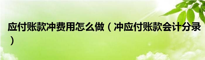 應(yīng)付賬款沖費(fèi)用怎么做（沖應(yīng)付賬款會(huì)計(jì)分錄）