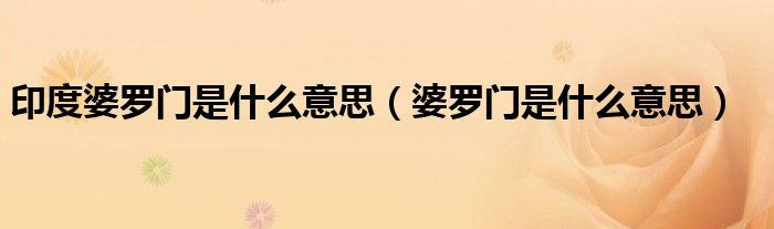 印度婆羅門是什么意思（婆羅門是什么意思）