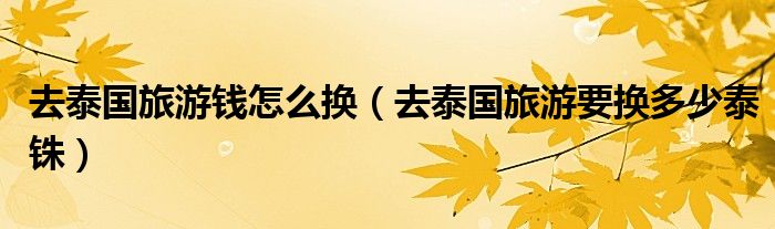 去泰國旅游錢怎么換（去泰國旅游要換多少泰銖）