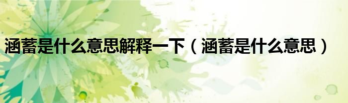 涵蓄是什么意思解釋一下（涵蓄是什么意思）