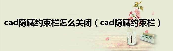 cad隱藏約束欄怎么關(guān)閉（cad隱藏約束欄）