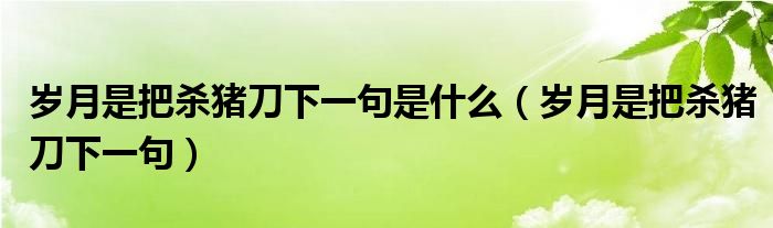 歲月是把殺豬刀下一句是什么（歲月是把殺豬刀下一句）