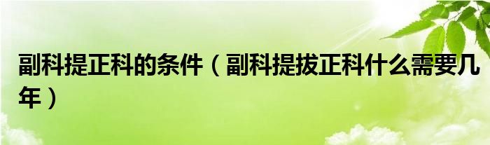 副科提正科的條件（副科提拔正科什么需要幾年）