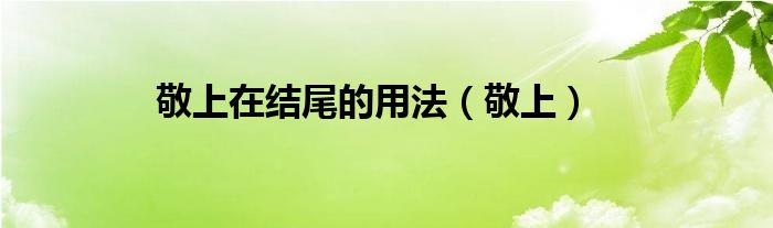 敬上在結(jié)尾的用法（敬上）