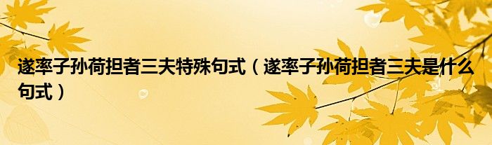 遂率子孫荷擔(dān)者三夫特殊句式（遂率子孫荷擔(dān)者三夫是什么句式）