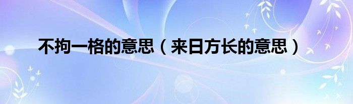 不拘一格的意思（來日方長的意思）