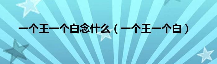 一個(gè)王一個(gè)白念什么（一個(gè)王一個(gè)白）