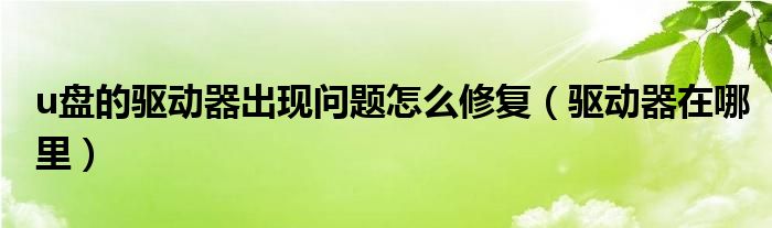 u盤(pán)的驅(qū)動(dòng)器出現(xiàn)問(wèn)題怎么修復(fù)（驅(qū)動(dòng)器在哪里）
