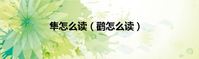 隼怎么讀（鸛怎么讀）