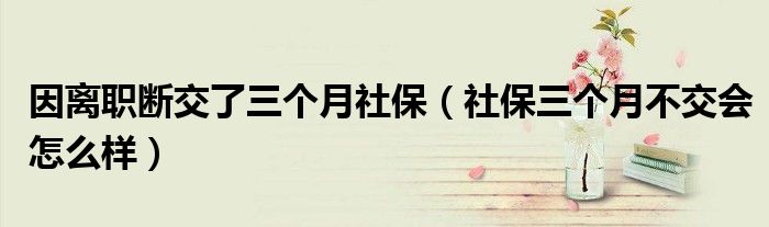 因離職斷交了三個月社保（社保三個月不交會怎么樣）