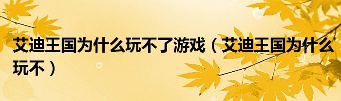 艾迪王國(guó)為什么玩不了游戲（艾迪王國(guó)為什么玩不）