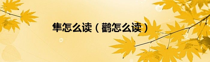 隼怎么讀（鸛怎么讀）