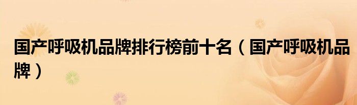 國產(chǎn)呼吸機品牌排行榜前十名（國產(chǎn)呼吸機品牌）