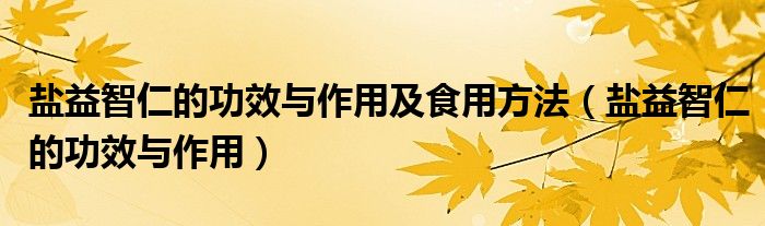 鹽益智仁的功效與作用及食用方法（鹽益智仁的功效與作用）