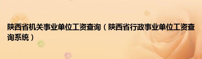 陜西省機關(guān)事業(yè)單位工資查詢（陜西省行政事業(yè)單位工資查詢系統(tǒng)）