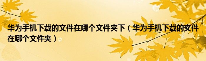 華為手機下載的文件在哪個文件夾下（華為手機下載的文件在哪個文件夾）