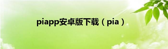 piapp安卓版下載（pia）