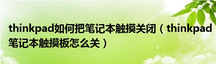 thinkpad如何把筆記本觸摸關(guān)閉（thinkpad筆記本觸摸板怎么關(guān)）