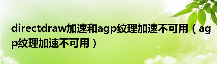directdraw加速和agp紋理加速不可用（agp紋理加速不可用）