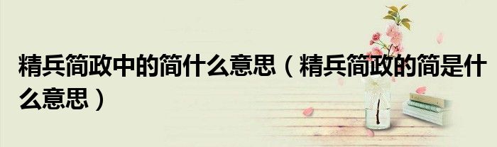 精兵簡政中的簡什么意思（精兵簡政的簡是什么意思）
