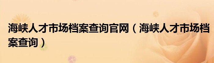 海峽人才市場檔案查詢官網(wǎng)（海峽人才市場檔案查詢）